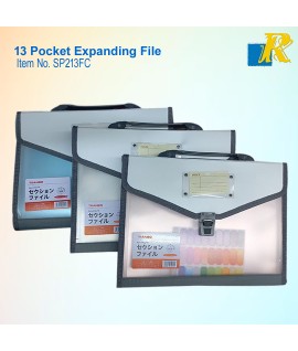 TRANBO 13 Pockets Expanding File With Handle& Lock Document Organizer for Travel School Office | Item No. SP213FC