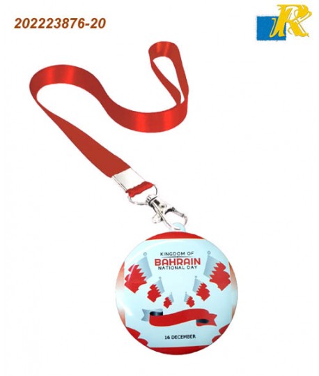bahrain National Day Flat Strap Lanyard with Swivel Hook Clip
