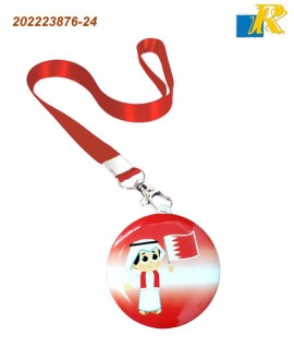 Bahrain National Day Flat Strap Lanyard with Swivel Hook Clip
