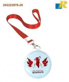 Bahrain National Day Flat Strap Lanyard with Swivel Hook Clip