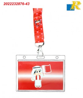 Bahrain National Day Lanyard with Clear Crystal Plastic Name Badge Holder