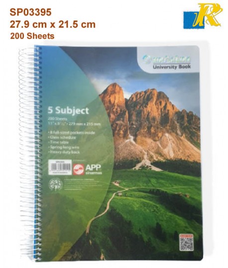 Sinarline 5 Subject University NoteBook 200 Sheets 27.9 x 21.5 cm