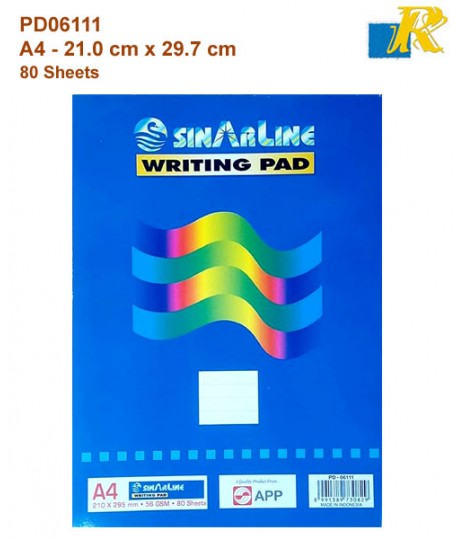 Sinarline Writing Pad - A4 -  80 Sheets 21.0 x 29.7 cm