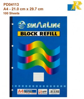 Sinarline Block Refill - A4 -  100 Sheets - 29.7 x 21.0 cm