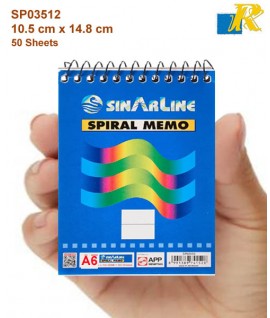 Sinarline Spiral Memo - Notebook - A6  10.5 x 14.8 cm  50 Sheets
