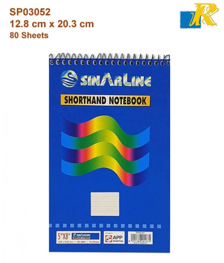 Sinarline Spiral  Shorthand Notebook - 5" x 8" - 12.8 x 20.3 cm  80 Sheets