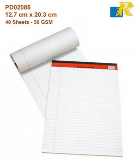 Sinarline Legal Pad - White 5" x 8 "  40 Sheets