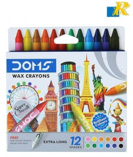 Doms Wax Crayons 12 Shades Extra Long 90mm (12+1 Crayons)