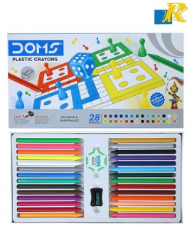 Doms 28 Shades Plastic Crayons 110mm Box Pack (28 Shades)