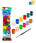 Doms Tempera Color 12 shades 3ml + 1Brush (Art No. 3456)