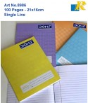 Doms School Note Book | Single Line Book | 100 Sheets | 21x16cm | (Art No.8986)