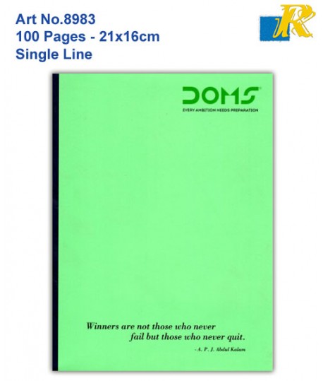 Doms Exercise Note Book | Single Line Book | 100 Sheets | 21x16cm | (Art No.8983)