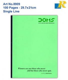 Doms A4 Neon Cover Exercise Note Book | Single Line Book | 100 Sheets | 29.7x21cm | (Art No.8909)