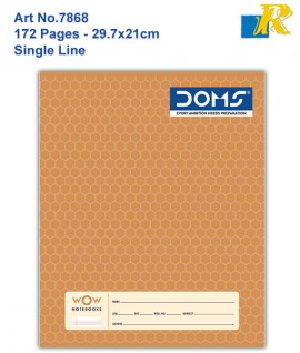 Doms A4 Exercise Note Book | Single Line| 172 Pages | 29.7x21cm | (Art No.7868)