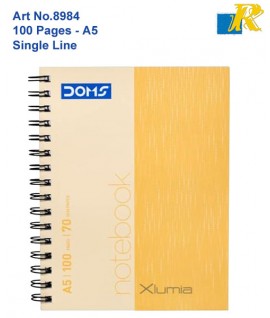Doms Xlumia Series Wiro Notebook | A5, 80 GSM, Single Line, 100 Sheets | 21 x 16.1 cm | Art No. 8984