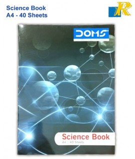 Doms Science NoteBook | One side Ruled and One Side Plain | A4 - 40Sheets | 29.7 x 21.0 cm | Art No. 8980