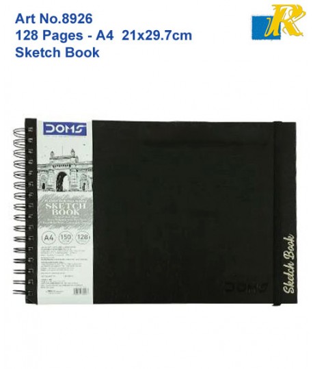 Doms A4 Sketch Book Hard Bound Wiro  | 150GSM - A4, Unruled, 128 Pages| Art No.8926