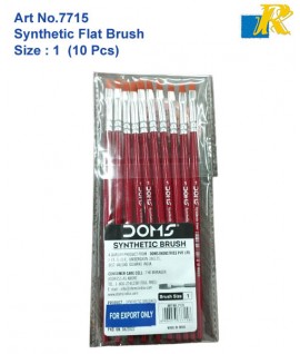 DOMS Synthetic Flat Brush | Size:1 | 10 Pcs | Art No.7715 (Box-7694)