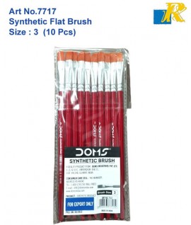 DOMS Synthetic Flat Brush | Size:3 | 10 Pcs | Art No.7717 (Box-7696)