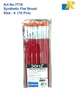 DOMS Synthetic Flat Brush | Size:4 | 10 Pcs | Art No.7718 (Box-7697)