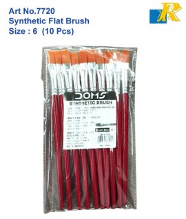 DOMS Synthetic Flat Brush | Size:6 | 10 Pcs | Art No.7720 (Box-7699)