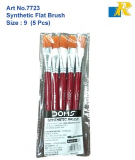 DOMS Synthetic Flat Brush | Size:9 | 5 Pcs | Art No.7723 (Box-7702)