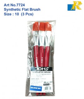 DOMS Synthetic Flat Brush | Size:10 | 3 Pcs | Art No.7724 (Box-7703)