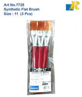 DOMS Synthetic Flat Brush | Size:11 | 3 Pcs | Art No.7725 (Box-7704)