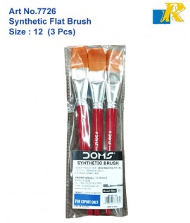DOMS Synthetic Flat Brush | Size:12 | 3 Pcs | Art No.7726 (Box-7705)