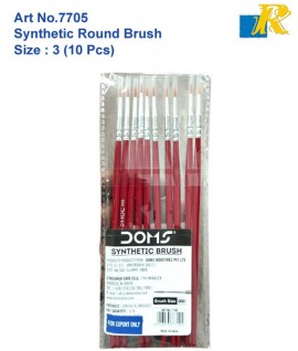 DOMS Synthetic Round Brush | Size:3 | 10 Pcs | Art No.7705 (Box-7684)
