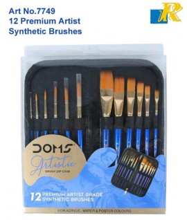 DOMS Artistic Grade Synthetic Brush Set with Zip Case| 12 Brushes | Art No.7749