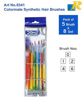 DOMS Colormate Round Synthetic Hair Brushes| 5 Brushes | Art No.8341