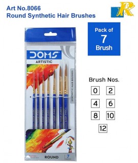 DOMS Artistic Round Synthetic Hair Brushes| 7 Brushes | Art No.8066