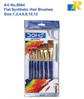 DOMS Artistic Flat Synthetic Hair Brushes| 7 Brushes | Art No.8064