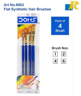 DOMS Artistic Flat Synthetic Hair Brushes| 4 Brushes | Art No.8063