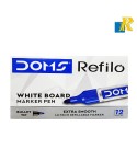 Doms Refilo White Board Marker Pen |  Bullet Tip | Non-Toxic & Xzylene Free Ink | Blue Ink, Pack of 12(ART NO.8700)