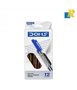 DOMS Every Day 0.6 GL Ball Point Pen BLACK, RED & BLUE  Pack of 12 Pens(ART NO.3411)
