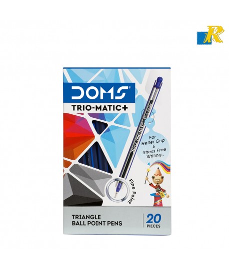 DOMS Trio-Matic + Triangular Ball Point Pen - Blue & Black(ART NO.8304)