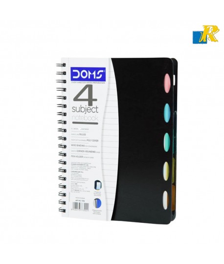 DOMS Polycover 4 Subject Wiro Notebook – 10x7Cm, 120 Pages | Pack Of 6(ART NO.1782)