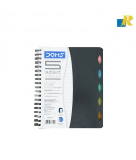 Doms Wiro Binding Notebook | 5 Subject Book | Single Line Ruled | 57GSM | 150 Pages | 10 x 7cm | Pack of 6(ART NO.1783)