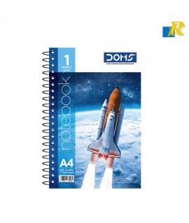 Doms Space Series 1 Subject Spiral Notebook | A4, 70 GSM, Single Line, 160 Pages | 29.7 x 21 CM | Pack Of 12 (ART NO.8248)