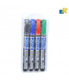 Doms Refilo Non-Toxic Refillable Permanent Marker Pen- Available in 4 Shades,Pack of 4(ART NO.7765)
