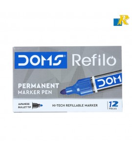 Doms Refilo Non-Toxic Hi-Tech Refillable Permanent Ink Pens - Blue x 12 Set (ART NO.8696)
