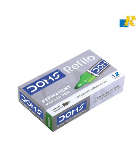 DOMS REFILO PERMANENT MARKER PEN GREEN - Set of 12 (ART NO.8698)