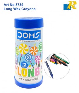 Doms Long Wax Crayons 12 Shades 75mm (12 Crayons) Art No.8739