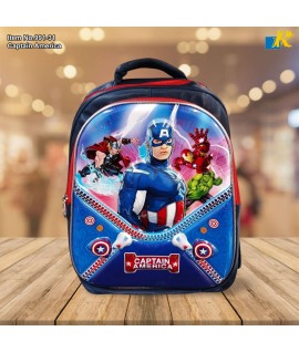 School Bag - Backpack Light-Weight / Spacious for Kids / Unisex School Bag / Backpack (Captain America) Item No.991-31