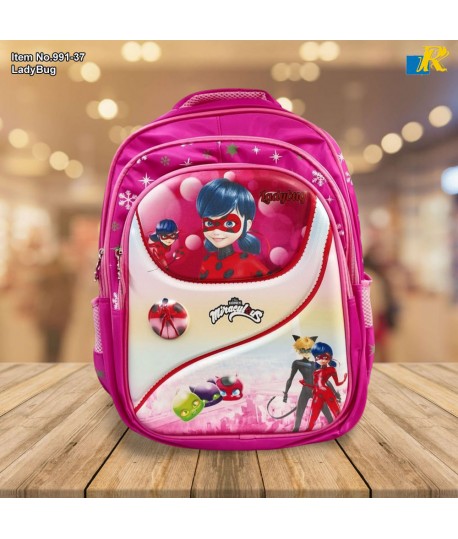 School Bag 3D Embossed Cartoon Character Backpack Light Weight large Capacity LadyBug Item No.991 37 Alrawnaq Palace Trading