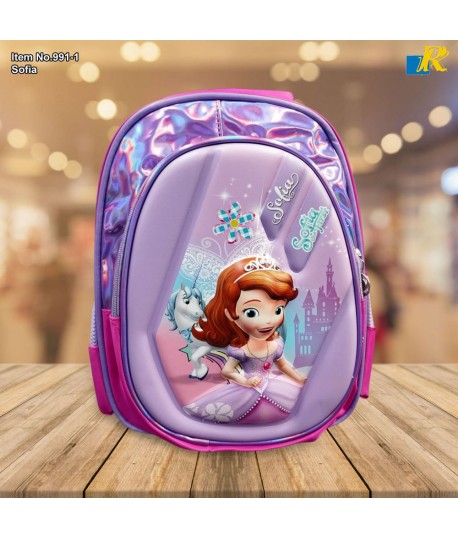 Kids School Bag - 3D Embossed Cartoon Character Backpack Light-Weight (Sofia) Item No.991-1