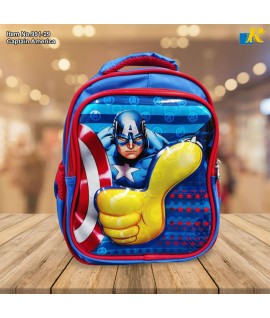 Kids School Bag - 3D Embossed Cartoon Character Backpack Light-Weight (Captain America) Item No.991-29