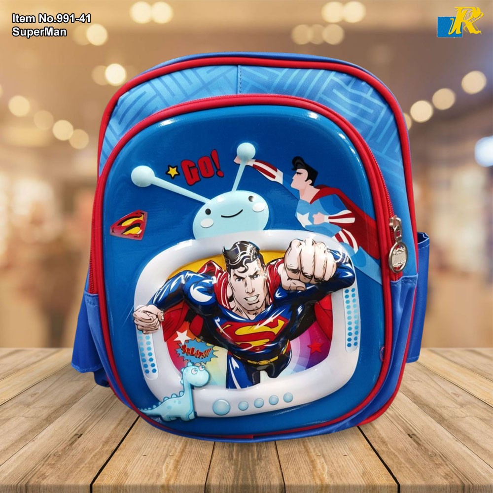 Kids School Bag 3D Embossed Cartoon Character Backpack Light Weight SuperMan Item No.991 41 Alrawnaq Palace Trading